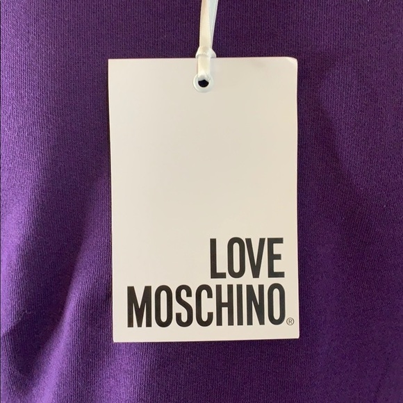 Love Moschino Purple short sleeve t-abirt sweatshirt dress size 2 NWT - Picture 7 of 12
